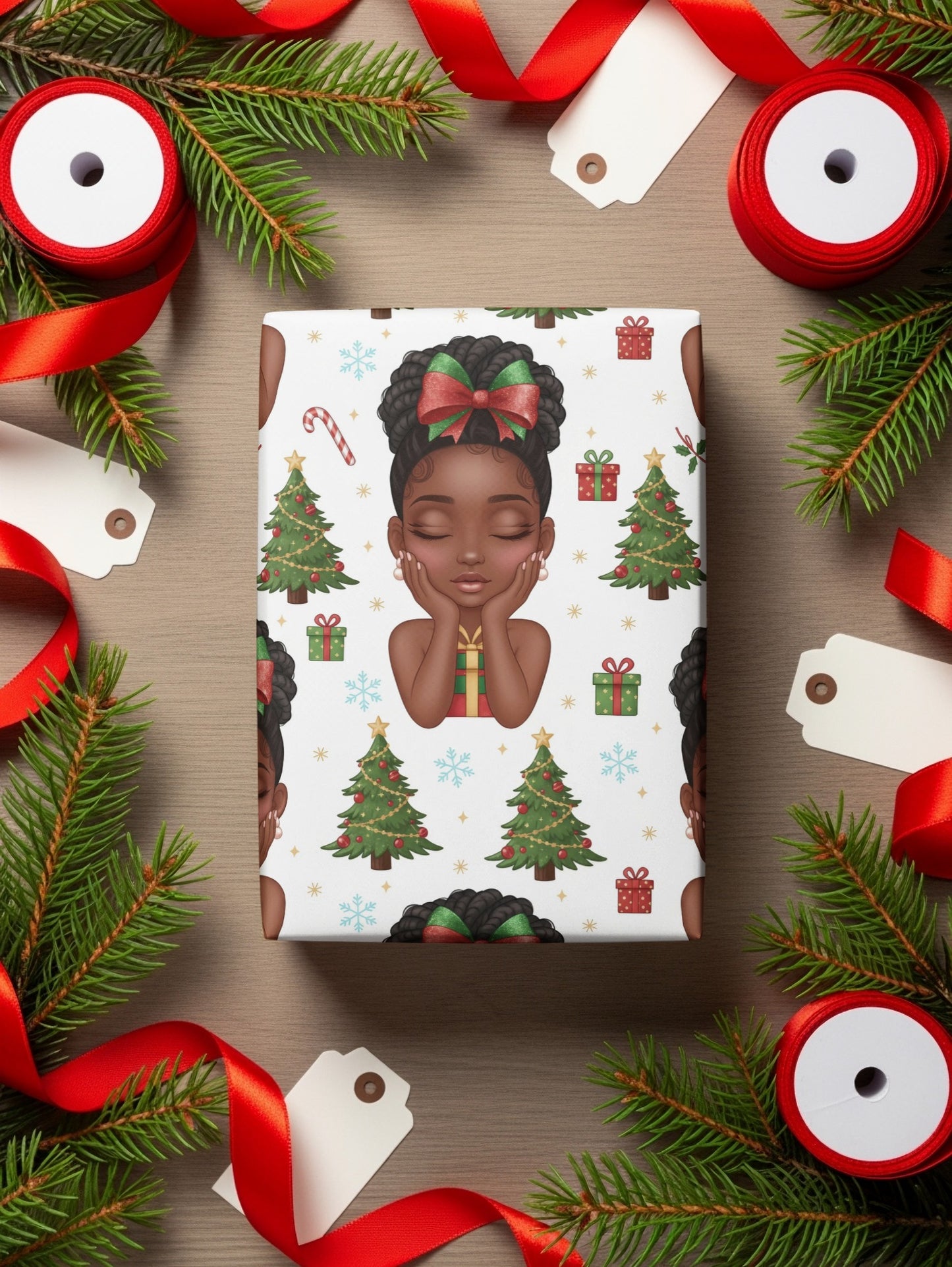 Christmas Gift Wrapping Paper with Holiday Theme