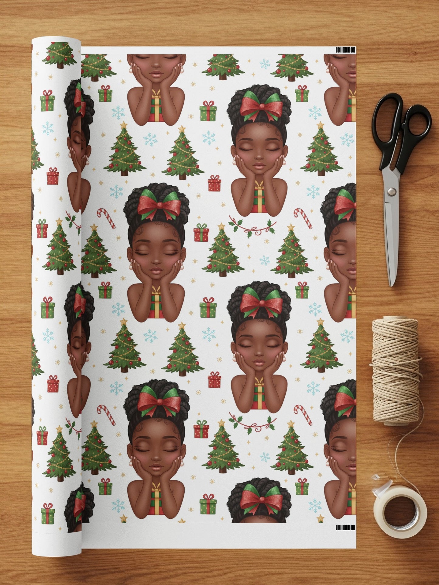 Christmas Wrapping Paper with Holiday Decorations