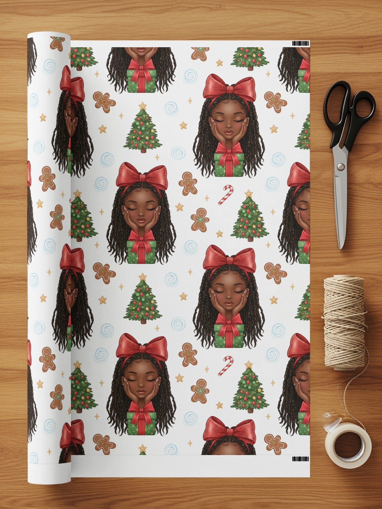 Christmas Wrapping Paper with Festive Illustrations