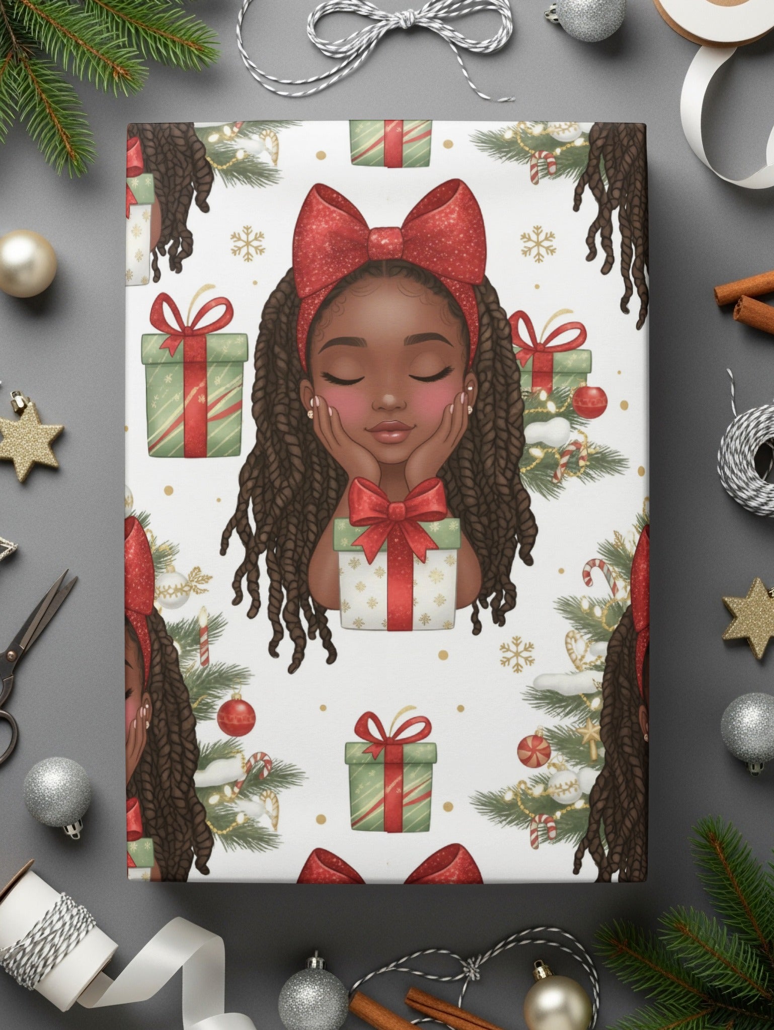 Festive Gift Wrap With Holiday Graphics